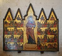 De schatkist van de kathedraal van Palma de Mallorca - De altaarstuk van Sint Eulalia van de gotische kapittelzaal. Klikken om het beeld te vergroten.