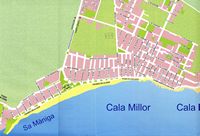 Il villaggio di Cala Millor a Maiorca - Mappa del villaggio. Clicca per ingrandire l'immagine.