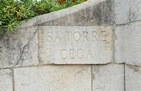 La villa Sa Torre Cega à Cala Rajada à Majorque. Plaque à l'entrée de Sa Torre Cega. Cliquer pour agrandir l'image.