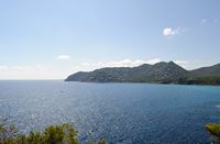The Arta Caves in Mallorca - The view of the bay of Canyamel. Click to enlarge the image.
