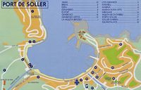 Le village de Port de Sóller à Majorque. Plan des hôtels. Cliquer pour agrandir l'image.