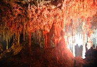 Il villaggio di Porto Cristo a Maiorca - Le grotte di Arpioni - La sala “sognato di un angelo„. Clicca per ingrandire l'immagine.