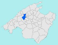 La ville d'Alaró à Majorque. Situation d'Alaró à Majorque (auteur Joan M. Borràs). Cliquer pour agrandir l'image.