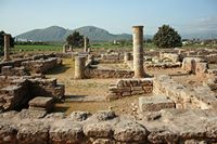 De ruïnes van de Romeinse stad Pollentia in Mallorca - Het atrium van het Huis van de Twee Schatten (auteur Frank Vincentz). Klikken om het beeld te vergroten.