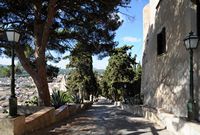 The town of Artà in Mallorca - Sant Salvador Sanctuary - The stairs down the sanctuary. Click to enlarge the image.