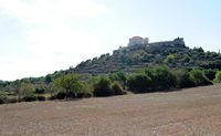 Le sanctuaire Sant Salvador d'Artà à Majorque. Vu depuis la plaine d'Artà. Cliquer pour agrandir l'image.