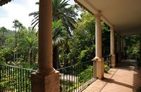 Les jardins d'Alfàbia à Majorque. Balcon du manoir. Cliquer pour agrandir l'image.