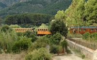La ville de Bunyola à Majorque. Train de Palma à Sóller aux environs de Bunyola. Cliquer pour agrandir l'image.