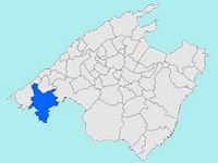 La ville de Calvià à Majorque. Situation de la commune de Calviá à Majorque (auteur Joan M. Boràs). Cliquer pour agrandir l'image.
