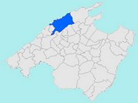 De stad Escorca in Majorca - Locatie van de gemeente van Escorca in Majorca (auteur Joan M. Borras). Klikken om het beeld te vergroten.