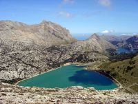 La ville d'Escorca à Majorque. Lacs de Cúber et de Gorg Blau. Cliquer pour agrandir l'image.