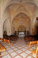 El santuario de Monti-sion de Porreres en Mallorca - El interior de la capilla. Haga clic para ampliar la imagen.