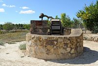 La finca Els Calderers de Sant Joan à Majorque. La noria du puits, à traction asine. Cliquer pour agrandir l'image.