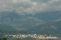 De stad Selva in Majorca - Selva die sinds de kluis van Santa Magdalena aan Inca worden gezien. Klikken om het beeld te vergroten.