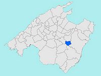 La ciudad de Vilafranca de Bonany en Mallorca - Ubicación de Vilafranca de Bonany en Mallorca (autor Joan M. Borras). Haga clic para ampliar la imagen.