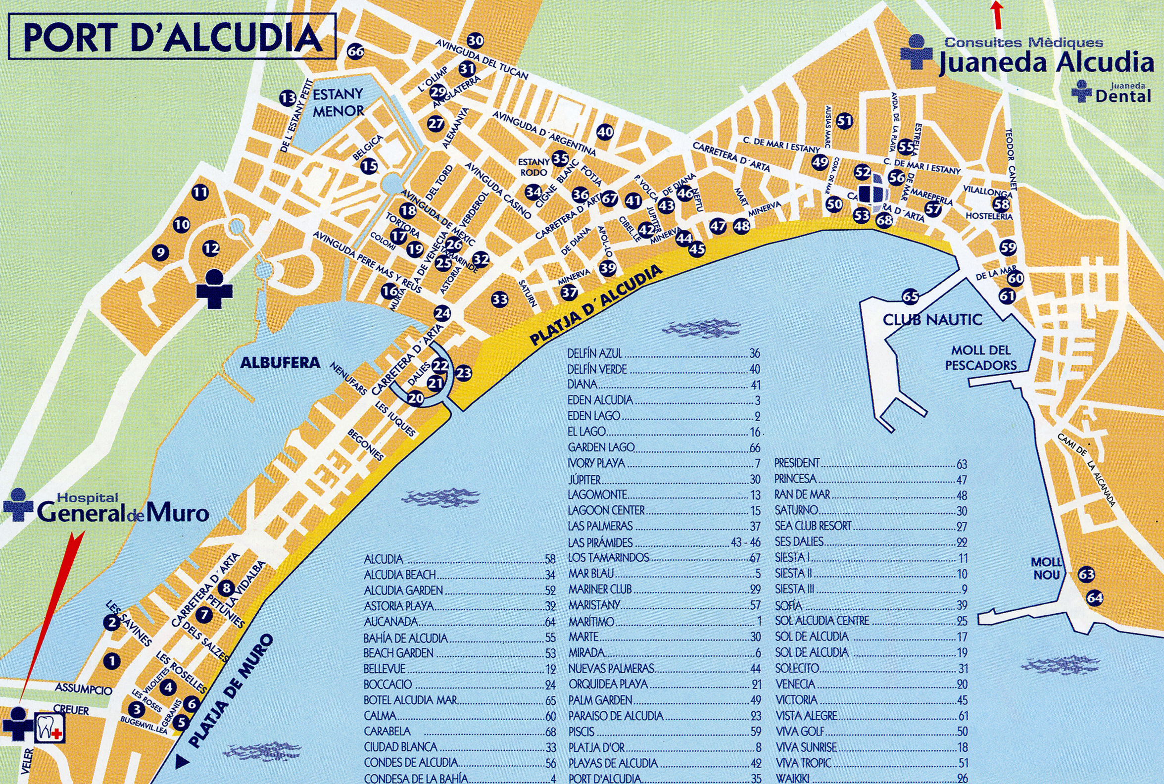 port alcudia mallorca karte The village of Port d'Alcudia in Majorca