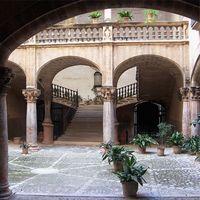 Le sud-ouest de la vieille ville de Palma de Majorque. La Cal Marquès de Vivot (auteur Zwigmar). Cliquer pour agrandir l'image dans Flickr (nouvel onglet).
