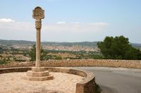 El santuario de Monti-sion de Porreres en Mallorca - La carretera de acceso al santuario (autor Marc Dupuis). Haga clic para ampliar la imagen en Panoramio (nueva pestaña).