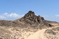 Het eiland van Los Lobos in Fuerteventura. Hornito (ontgassing kegel). Klikken om het beeld te vergroten in Adobe Stock (nieuwe tab).