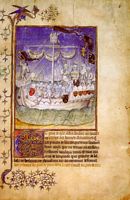 La historia de las Islas Canarias. Salida de la expedición de Jean de Bethencourt. Haga clic para ampliar la imagen.