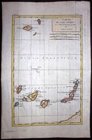 A história das Ilhas Canárias. Mapa da Macaronésia em 1780 (Rigobert Bonne, Paris). Clicar para ampliar a imagem.