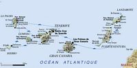 Toeristische info over de Canarische Eilanden. Kaart. Klikken om het beeld te vergroten.