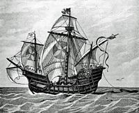 Het eiland La Gomera in de Canarische Eilanden. De Santa Maria, schip van Christopher Columbus. Klikken om het beeld te vergroten.