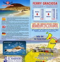 A ilha de La Graciosa em Lanzarote. O transbordador para a ilha de La Graciosa. Clicar para ampliar a imagem.
