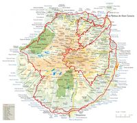 A ilha de Gran Canária. Mapa da ilha de Gran Canária (autor Serviço de Turismo das Canárias). Clicar para ampliar a imagem.