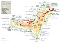 La isla de El Hierro en las Islas Canarias. Mapa de El Hierro (Canarias Oficina de turismo de autor). Haga clic para ampliar la imagen.