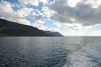 The northern coast of Lanzarote. The Risco de Famara seen from the Strait of Rio. Click to enlarge the image.