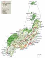 L'île de Lanzarote aux Canaries. Carte routière de l'île de Lanzarote (auteur Office de Tourisme des Canaries). Cliquer pour agrandir l'image.