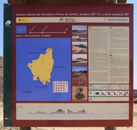 Het eiland van Los Lobos in Fuerteventura. Informatiebord van de Natuurpark. Klikken om het beeld te vergroten.