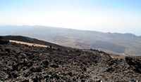 Het Nationaal Park van de Teide in Tenerife. Caldera uitzicht vanaf de Teide. Klikken om het beeld te vergroten.