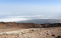 Le parc national du Teide à Ténériffe. Cendres volcaniques au sommet du Teide. Cliquer pour agrandir l'image.