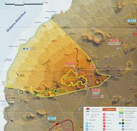 The Timanfaya National Park in Lanzarote. Map of the Park. Click to enlarge the image.