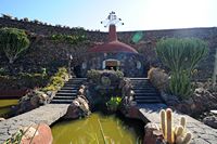 O Jardim de Cactus em Guatiza em Lanzarote. Piscina. Clicar para ampliar a imagem.