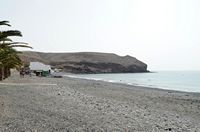 Het dorp La Lajita in Fuerteventura. Het strand. Klikken om het beeld te vergroten.