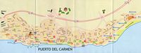 Le village de Puerto del Carmen à Lanzarote. Plan de la ville. Cliquer pour agrandir l'image.