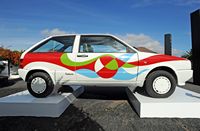 The village of Tahíche in Lanzarote. Seat Ibiza painted by César Manrique for the Barcelona Motor Show 1987. Click to enlarge the image.