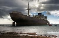The city of Arrecife in Lanzarote. Ship aground. Click to enlarge the image.