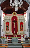De stad Arrecife in Lanzarote. Altaarstuk van de kerk Sint-Genesius (auteur Frank Vincentz). Klikken om het beeld te vergroten.