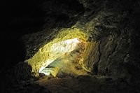 La grotte de la Cueva de los Verdes à Haría à Lanzarote. Un boyau. Cliquer pour agrandir l'image.