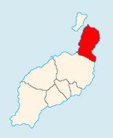 La ciudad de Haría en Lanzarote. Localización del municipio (autor Jerbez). Haga clic para ampliar la imagen.