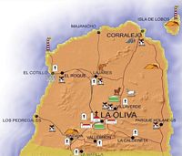 La ciudad de La Oliva en Fuerteventura. Municipio de La Oliva. Haga clic para ampliar la imagen.