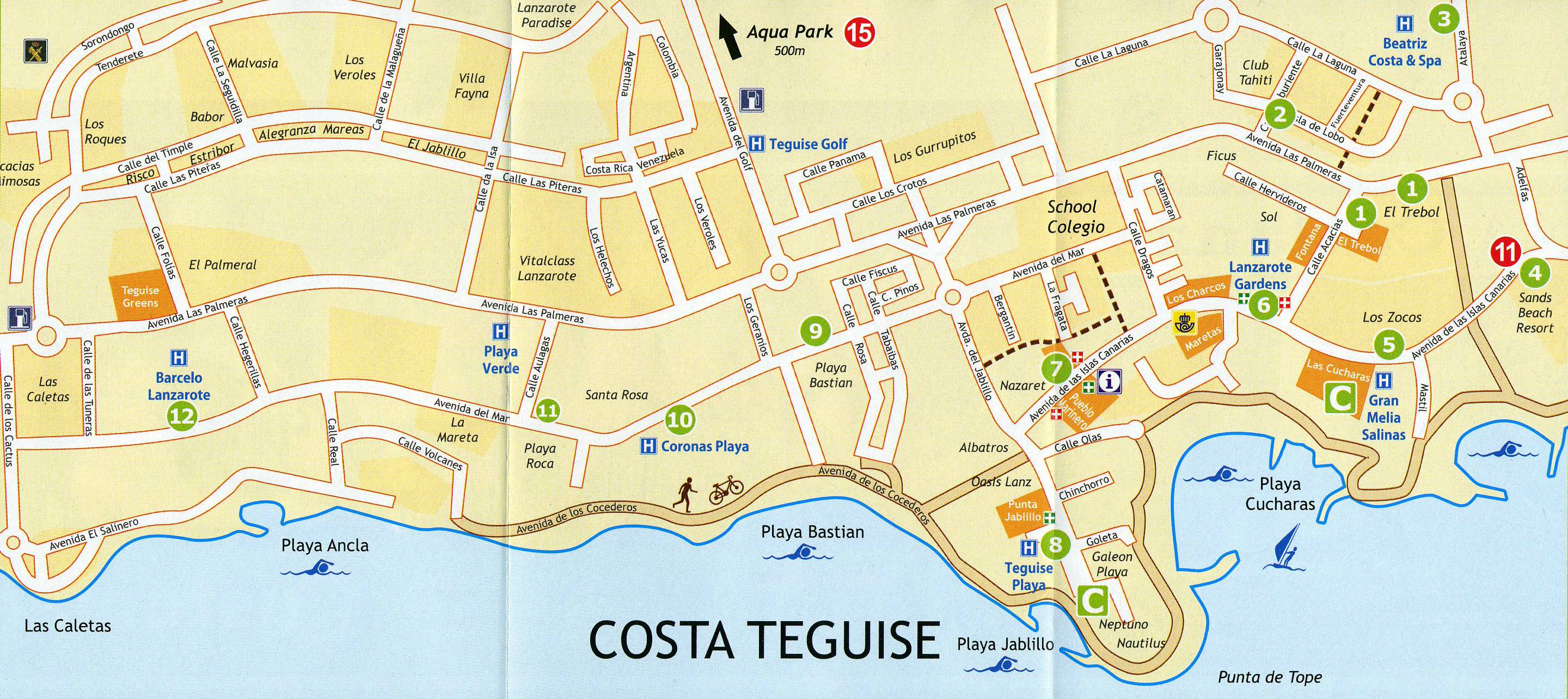 Map of costa teguise lanzarote