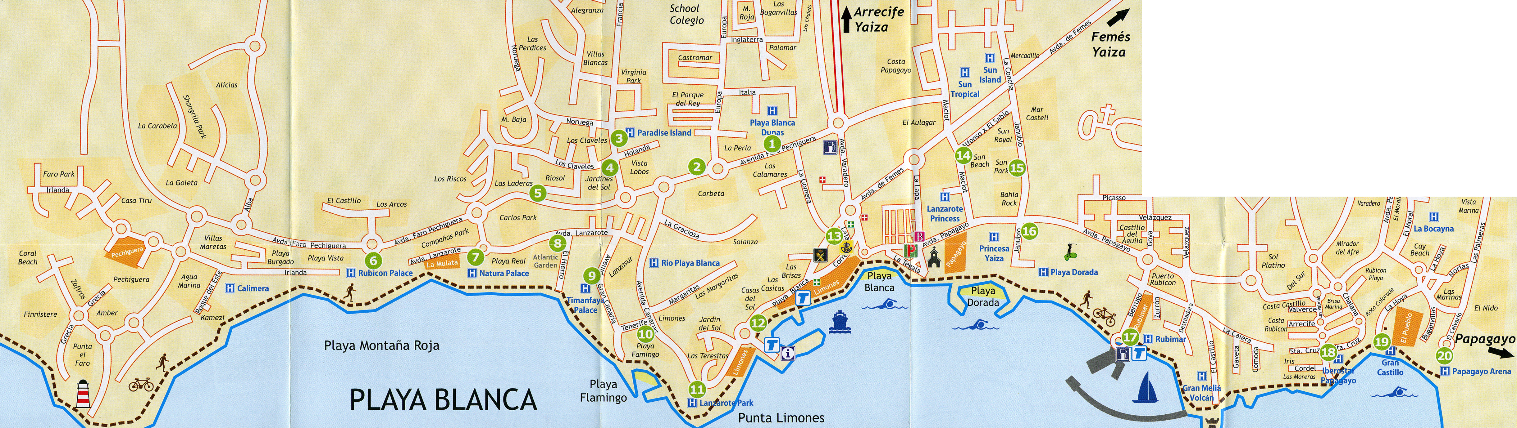 playa blanca lanzarote map The Village Of Playa Blanca In Lanzarote playa blanca lanzarote map