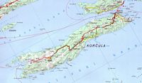 L'île de Korčula en Croatie. Carte. Cliquer pour agrandir l'image.