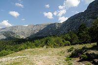Le parc naturel du Biokovo en Croatie. Le Biokovo vu depuis le pied du mont Saint-Élie. Cliquer pour agrandir l'image.