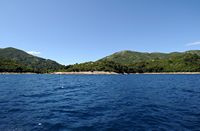 La presqu'île de Pelješac en Croatie. Pelješac vue depuis le catamaran de Mljet. Cliquer pour agrandir l'image.